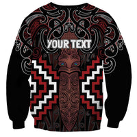 Maori Taiaha Whakairo Personalized Sweatshirt Red Poutama Motifs LT7 - Polynesian Pride