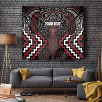 Maori Taiaha Whakairo Personalized Tapestry Red Poutama Motifs