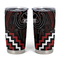 Maori Taiaha Whakairo Personalized Tumbler Cup Red Poutama Motifs