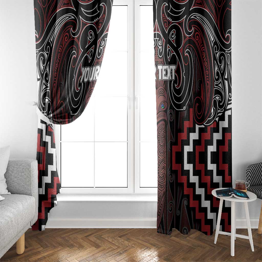 Maori Taiaha Whakairo Personalized Window Curtain Red Poutama Motifs LT7 - Polynesian Pride