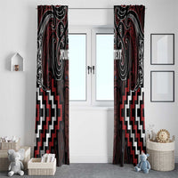 Maori Taiaha Whakairo Personalized Window Curtain Red Poutama Motifs LT7 - Polynesian Pride