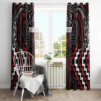 Maori Taiaha Whakairo Personalized Window Curtain Red Poutama Motifs LT7 - Polynesian Pride
