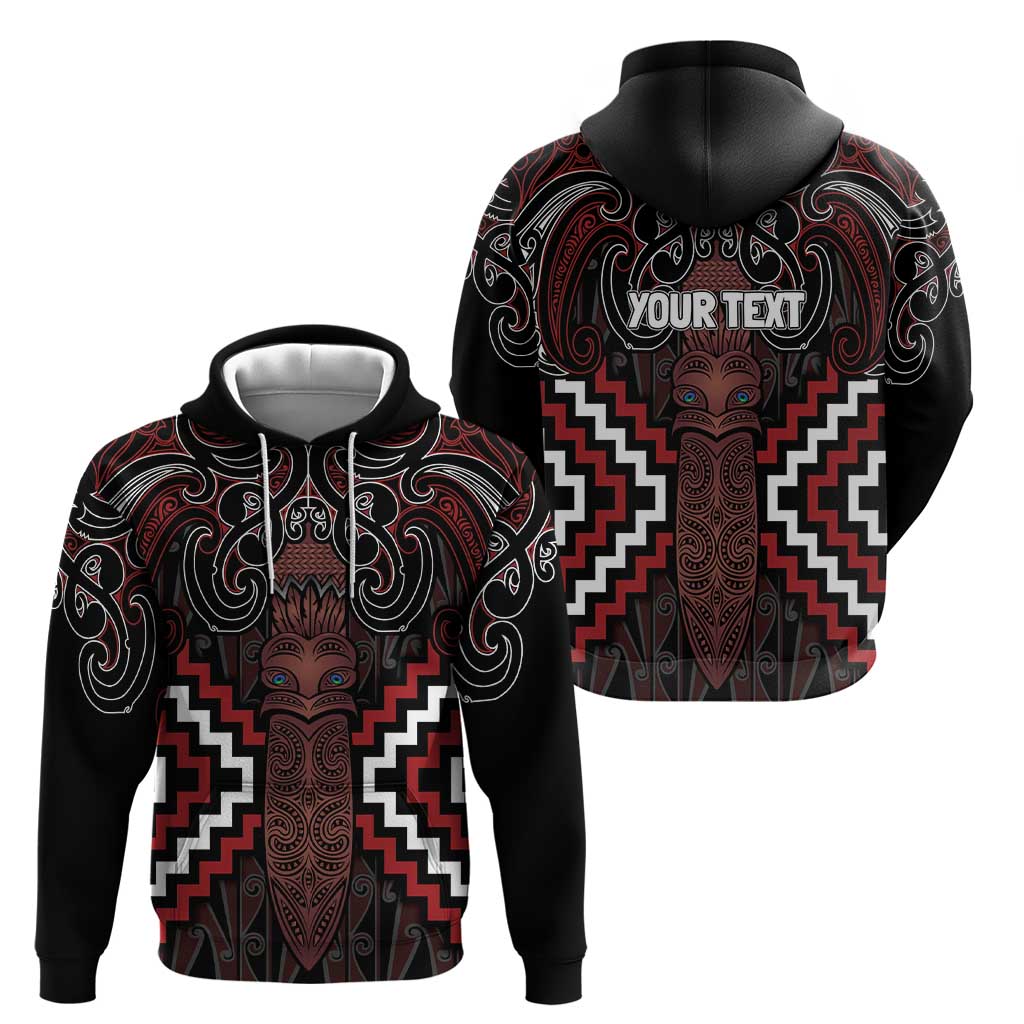 Maori Taiaha Whakairo Personalized Zip Hoodie Red Poutama Motifs