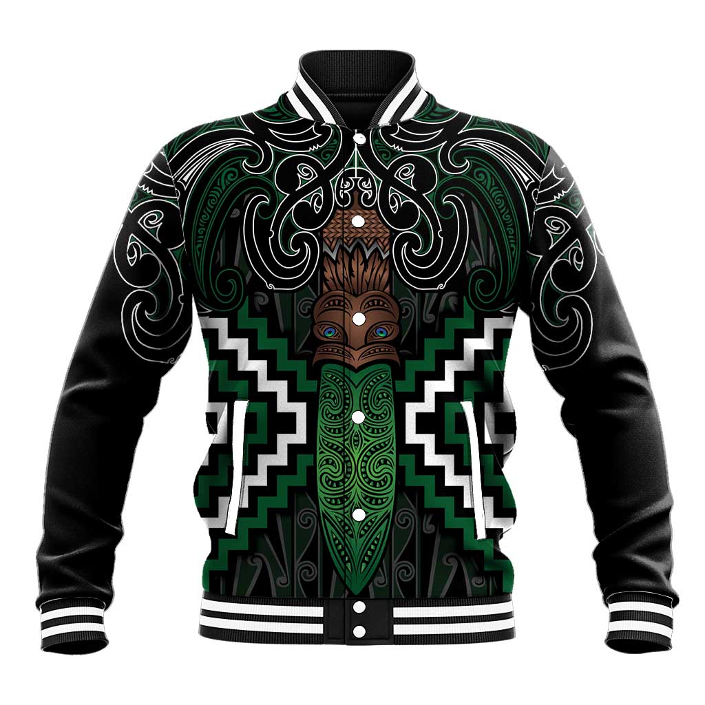 Maori Taiaha Pounamu Whakairo Personalized Baseball Jacket Jade Poutama Motifs LT7 Unisex Jade - Polynesian Pride