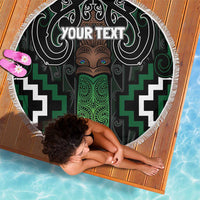 Maori Taiaha Pounamu Whakairo Personalized Beach Blanket Jade Poutama Motifs LT7 - Polynesian Pride