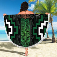 Maori Taiaha Pounamu Whakairo Personalized Beach Blanket Jade Poutama Motifs LT7 - Polynesian Pride