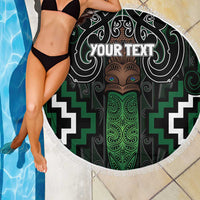 Maori Taiaha Pounamu Whakairo Personalized Beach Blanket Jade Poutama Motifs LT7 - Polynesian Pride