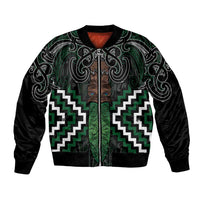 Maori Taiaha Pounamu Whakairo Personalized Bomber Jacket Jade Poutama Motifs