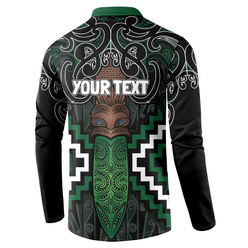 Maori Taiaha Pounamu Whakairo Personalized Button Sweatshirt Jade Poutama Motifs LT7 - Polynesian Pride