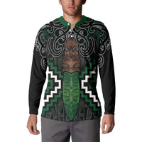Maori Taiaha Pounamu Whakairo Personalized Button Sweatshirt Jade Poutama Motifs LT7 - Polynesian Pride
