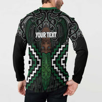 Maori Taiaha Pounamu Whakairo Personalized Button Sweatshirt Jade Poutama Motifs LT7 - Polynesian Pride