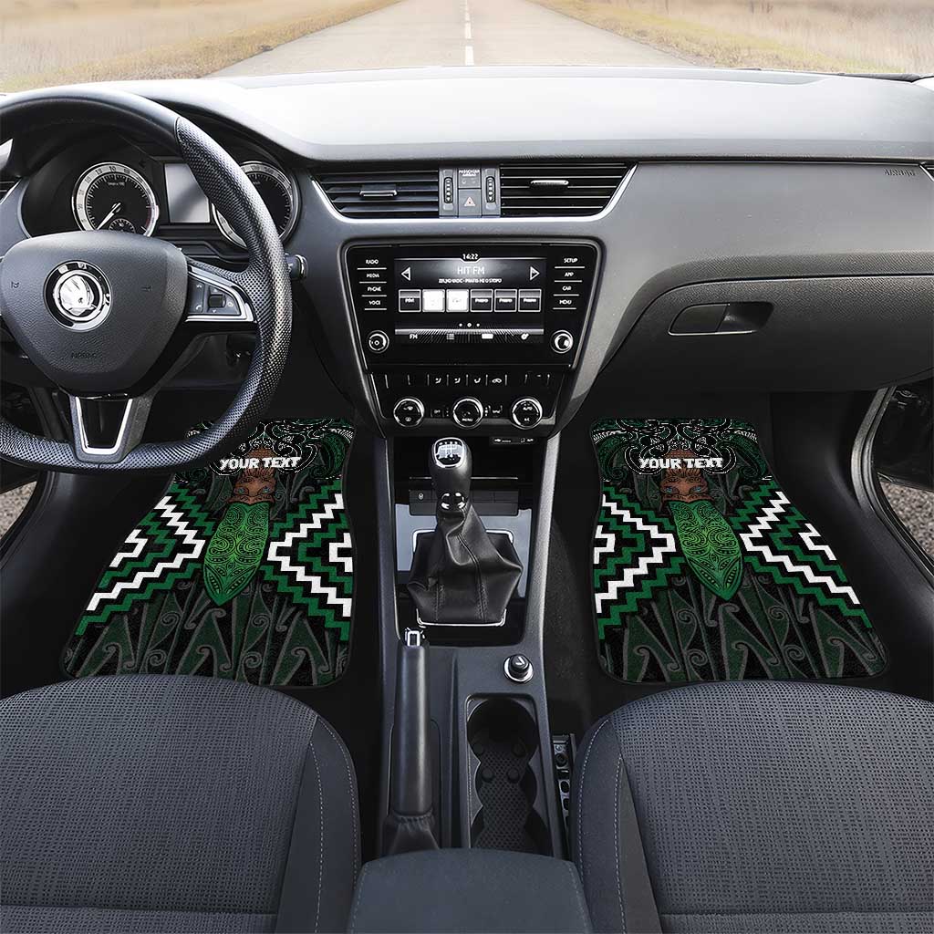 Maori Taiaha Pounamu Whakairo Personalized Car Mats Jade Poutama Motifs LT7 Set 2pcs - Front Jade - Polynesian Pride