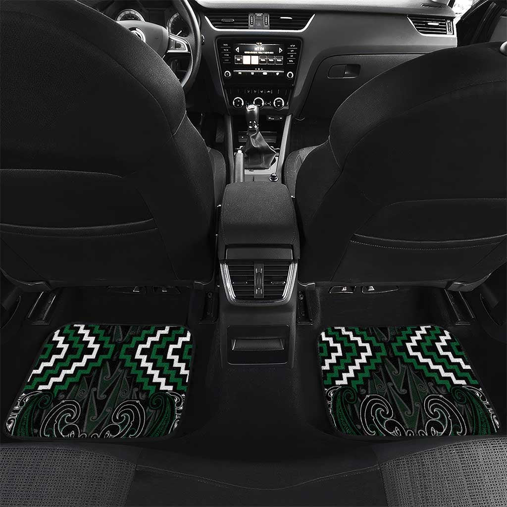Maori Taiaha Pounamu Whakairo Personalized Car Mats Jade Poutama Motifs LT7 Set 2pcs - Back Jade - Polynesian Pride