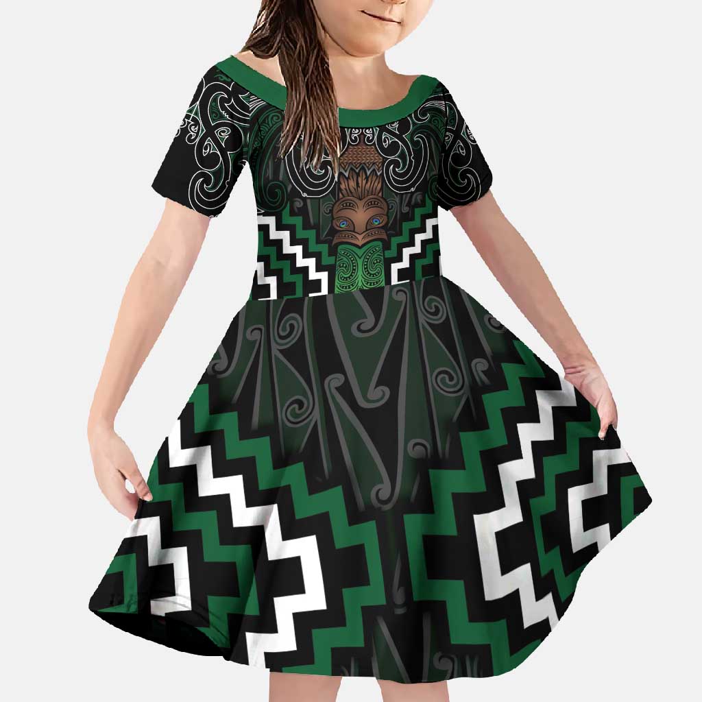 Maori Taiaha Pounamu Whakairo Personalized Family Matching Mermaid Dress and Hawaiian Shirt Jade Poutama Motifs