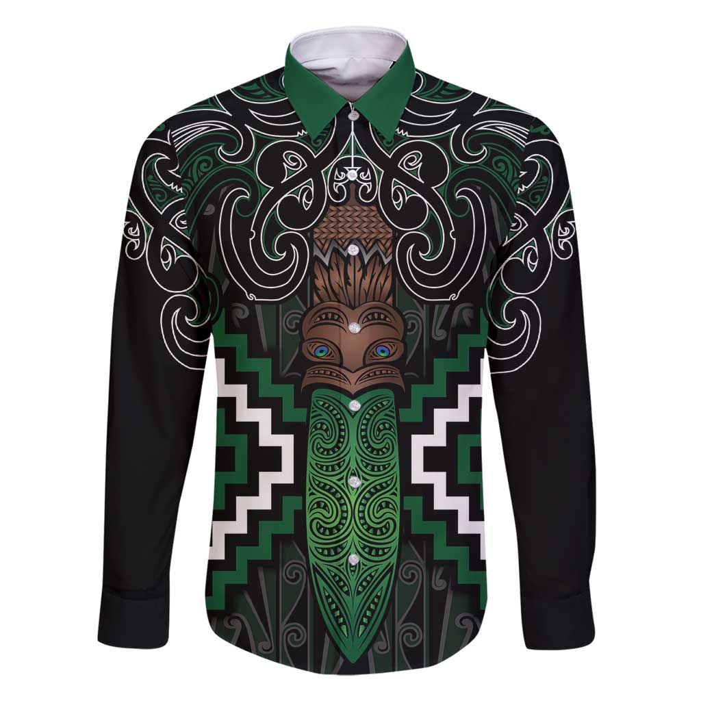 Maori Taiaha Pounamu Whakairo Personalized Family Matching Off Shoulder Maxi Dress and Hawaiian Shirt Jade Poutama Motifs