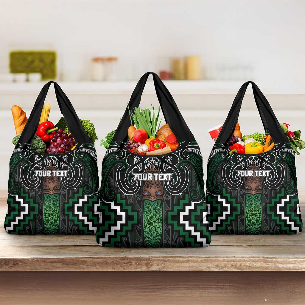 Maori Taiaha Pounamu Whakairo Personalized Grocery Bag Jade Poutama Motifs LT7 3-pack One Size Jade - Polynesian Pride