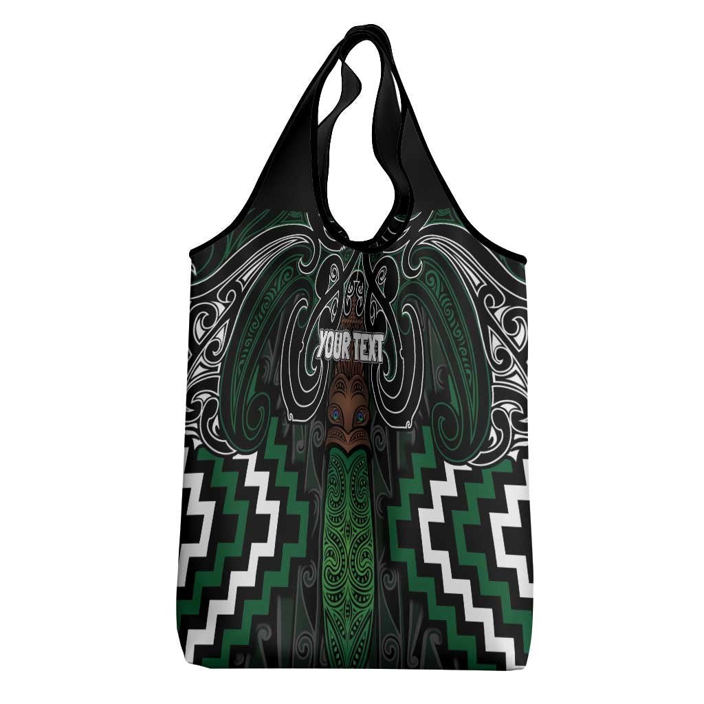 Maori Taiaha Pounamu Whakairo Personalized Grocery Bag Jade Poutama Motifs LT7 - Polynesian Pride