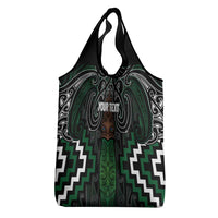 Maori Taiaha Pounamu Whakairo Personalized Grocery Bag Jade Poutama Motifs LT7 - Polynesian Pride