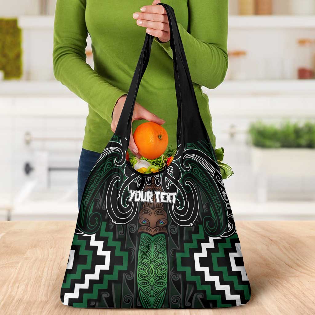 Maori Taiaha Pounamu Whakairo Personalized Grocery Bag Jade Poutama Motifs LT7 - Polynesian Pride