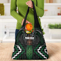 Maori Taiaha Pounamu Whakairo Personalized Grocery Bag Jade Poutama Motifs LT7 - Polynesian Pride