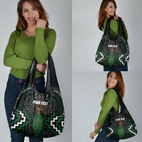 Maori Taiaha Pounamu Whakairo Personalized Grocery Bag Jade Poutama Motifs LT7 - Polynesian Pride
