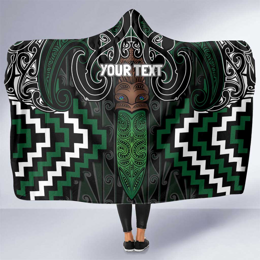 Maori Taiaha Pounamu Whakairo Personalized Hooded Blanket Jade Poutama Motifs LT7 One Size Jade - Polynesian Pride