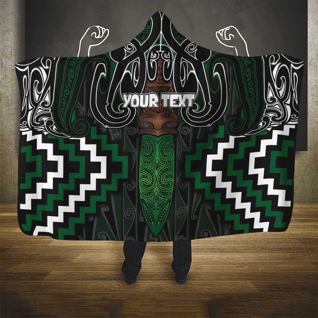 Maori Taiaha Pounamu Whakairo Personalized Hooded Blanket Jade Poutama Motifs LT7 - Polynesian Pride