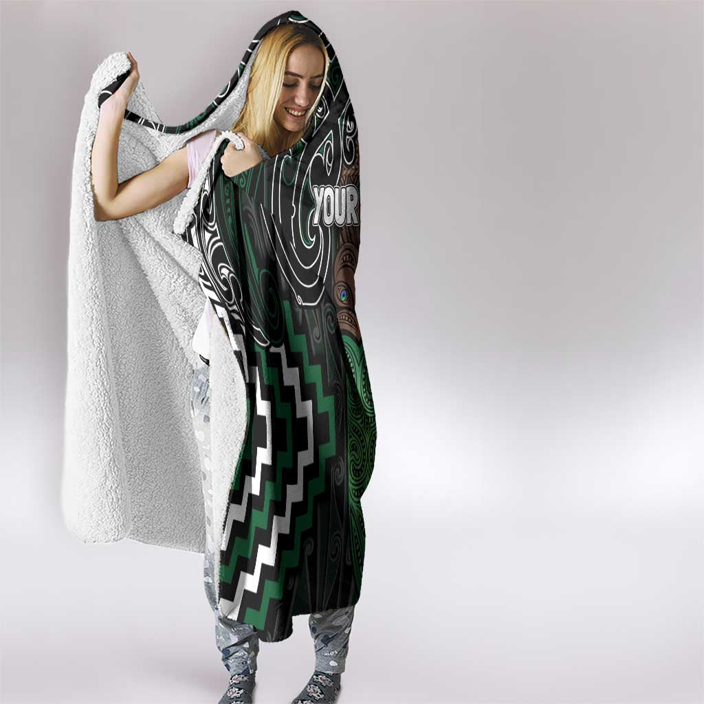 Maori Taiaha Pounamu Whakairo Personalized Hooded Blanket Jade Poutama Motifs LT7 - Polynesian Pride
