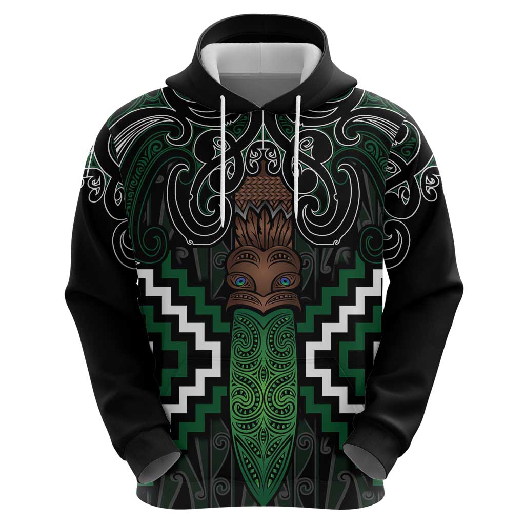 Maori Taiaha Pounamu Whakairo Personalized Hoodie Jade Poutama Motifs