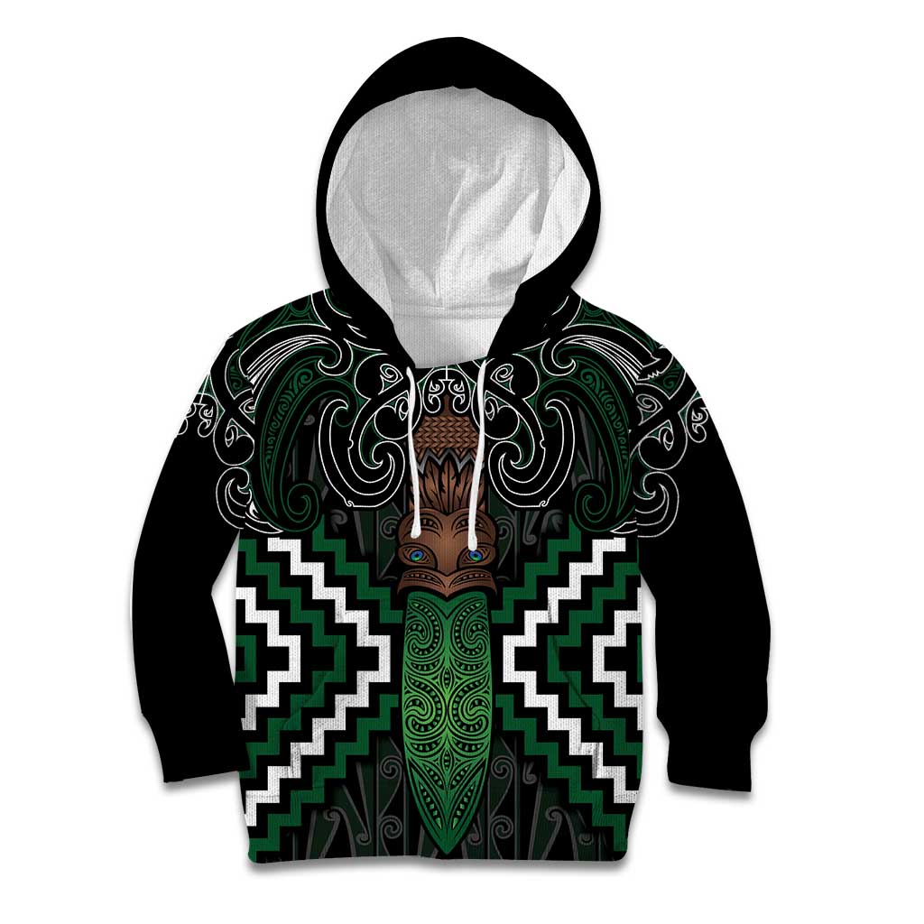 Maori Taiaha Pounamu Whakairo Personalized Kid Hoodie Jade Poutama Motifs