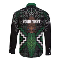 Maori Taiaha Pounamu Whakairo Personalized Long Sleeve Button Shirt Jade Poutama Motifs LT7 - Polynesian Pride