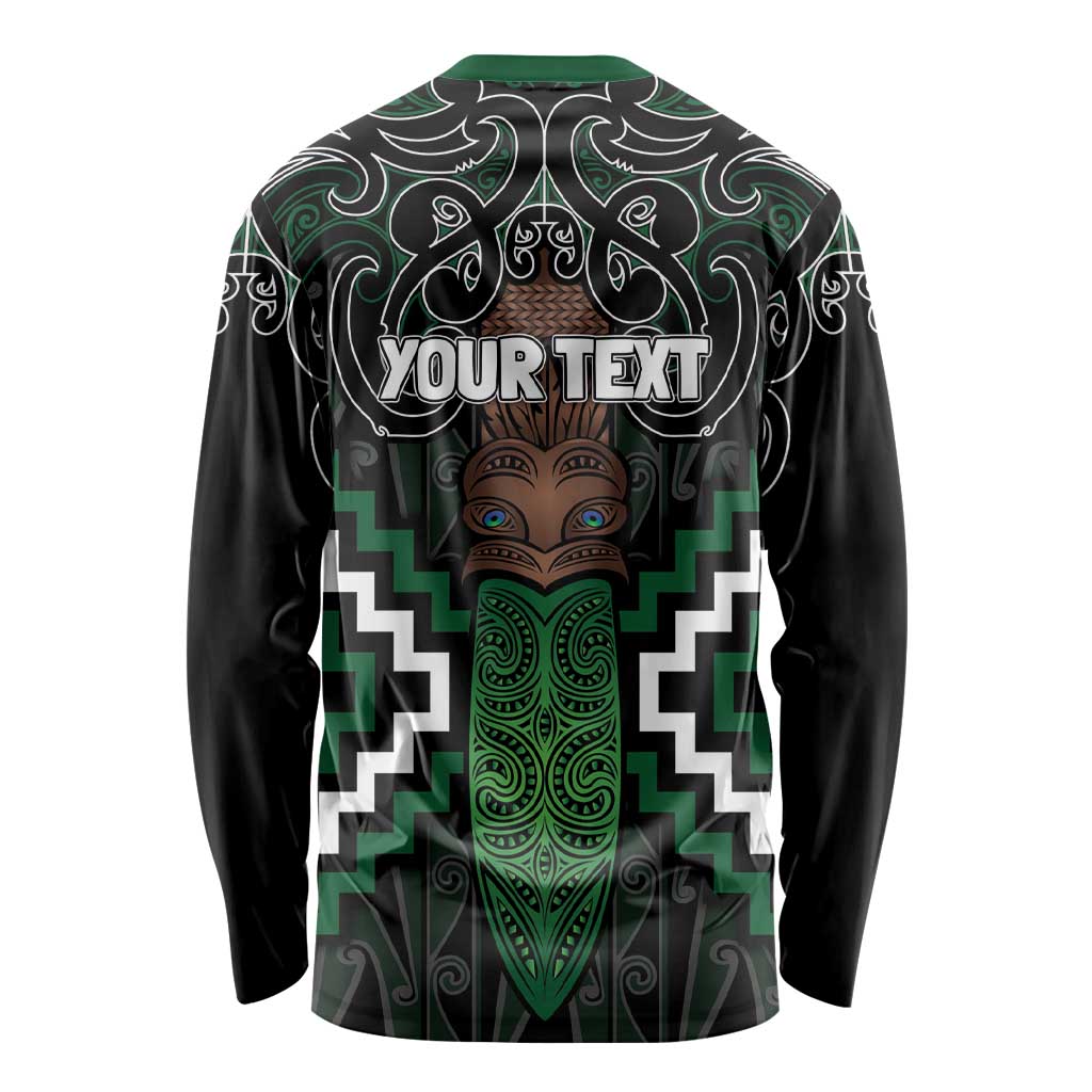 Maori Taiaha Pounamu Whakairo Personalized Long Sleeve Shirt Jade Poutama Motifs LT7 - Polynesian Pride