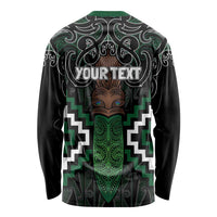 Maori Taiaha Pounamu Whakairo Personalized Long Sleeve Shirt Jade Poutama Motifs LT7 - Polynesian Pride