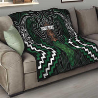 Maori Taiaha Pounamu Whakairo Personalized Quilt Jade Poutama Motifs