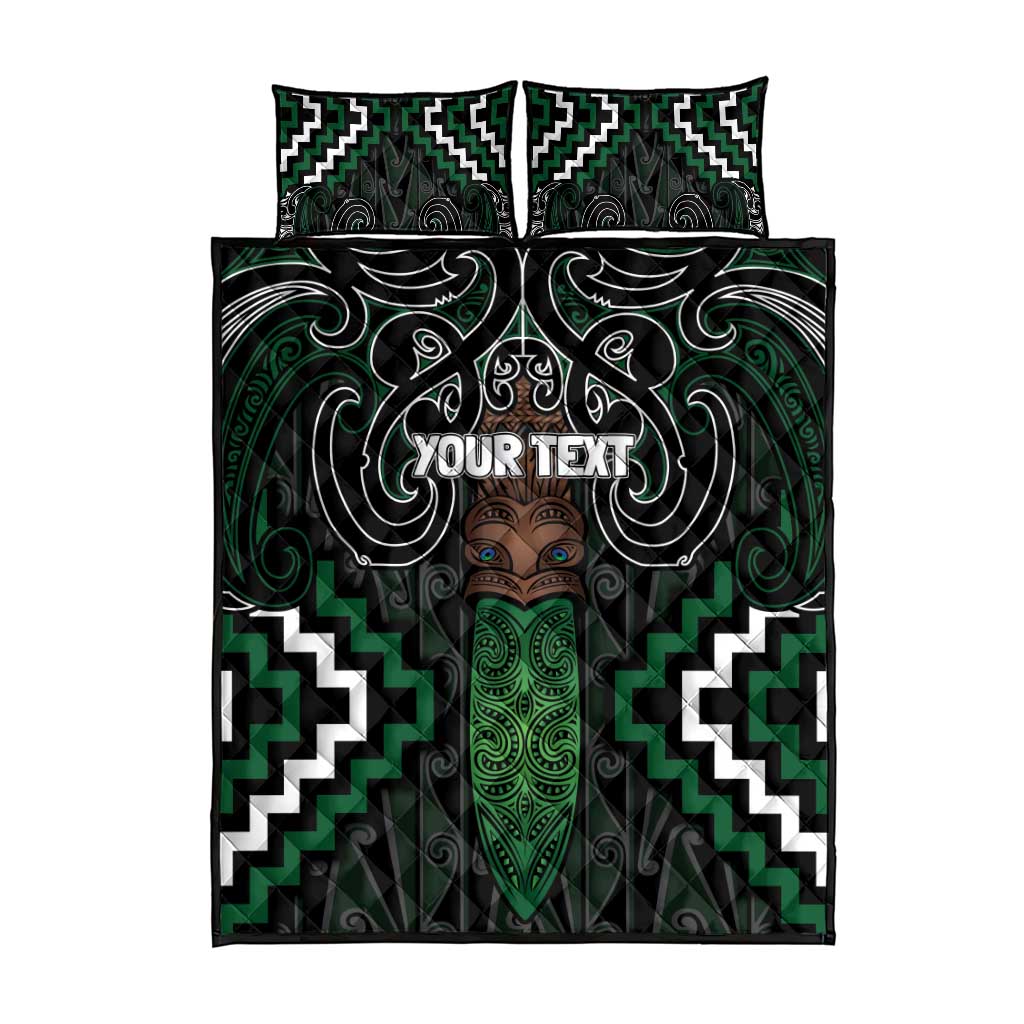 Maori Taiaha Pounamu Whakairo Personalized Quilt Bed Set Jade Poutama Motifs LT7 - Polynesian Pride