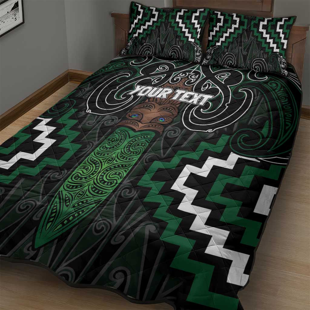 Maori Taiaha Pounamu Whakairo Personalized Quilt Bed Set Jade Poutama Motifs LT7 - Polynesian Pride