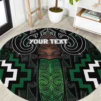 Maori Taiaha Pounamu Whakairo Personalized Round Carpet Jade Poutama Motifs