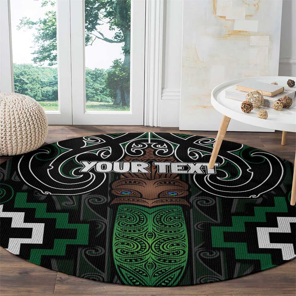 Maori Taiaha Pounamu Whakairo Personalized Round Carpet Jade Poutama Motifs