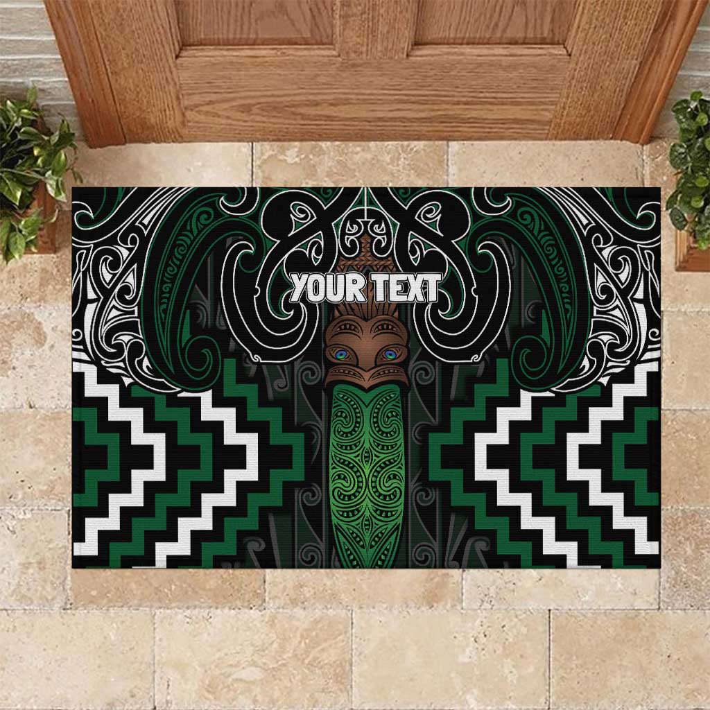 Maori Taiaha Pounamu Whakairo Personalized Rubber Doormat Jade Poutama Motifs