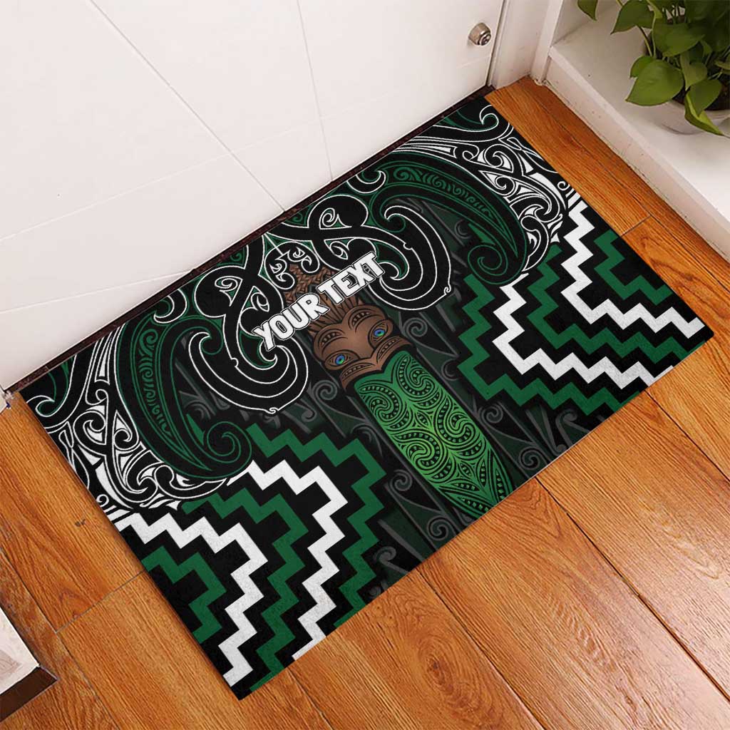 Maori Taiaha Pounamu Whakairo Personalized Rubber Doormat Jade Poutama Motifs LT7 - Polynesian Pride