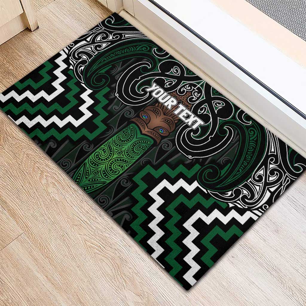 Maori Taiaha Pounamu Whakairo Personalized Rubber Doormat Jade Poutama Motifs LT7 - Polynesian Pride