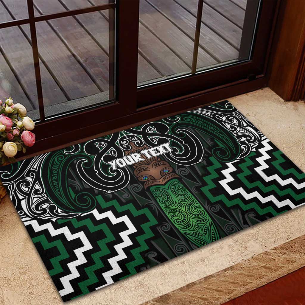 Maori Taiaha Pounamu Whakairo Personalized Rubber Doormat Jade Poutama Motifs LT7 - Polynesian Pride