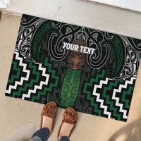Maori Taiaha Pounamu Whakairo Personalized Rubber Doormat Jade Poutama Motifs LT7 - Polynesian Pride