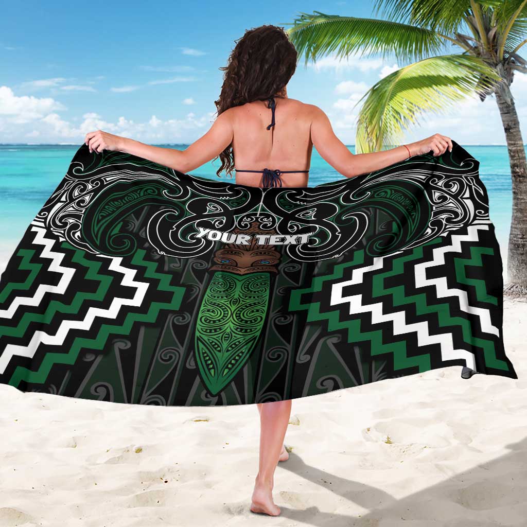 Maori Taiaha Pounamu Whakairo Personalized Sarong Jade Poutama Motifs