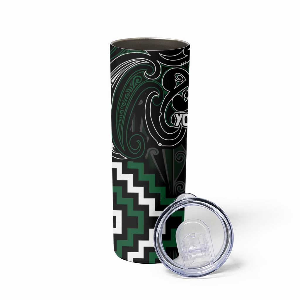 Maori Taiaha Pounamu Whakairo Personalized Skinny Tumbler Jade Poutama Motifs