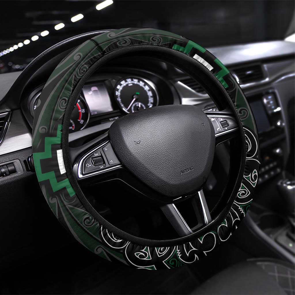 Maori Taiaha Pounamu Whakairo Steering Wheel Cover Jade Poutama Motifs LT7 Universal Fit Jade - Polynesian Pride