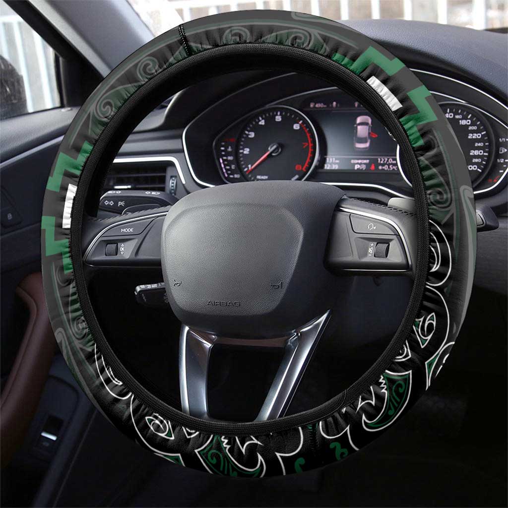 Maori Taiaha Pounamu Whakairo Steering Wheel Cover Jade Poutama Motifs LT7 - Polynesian Pride