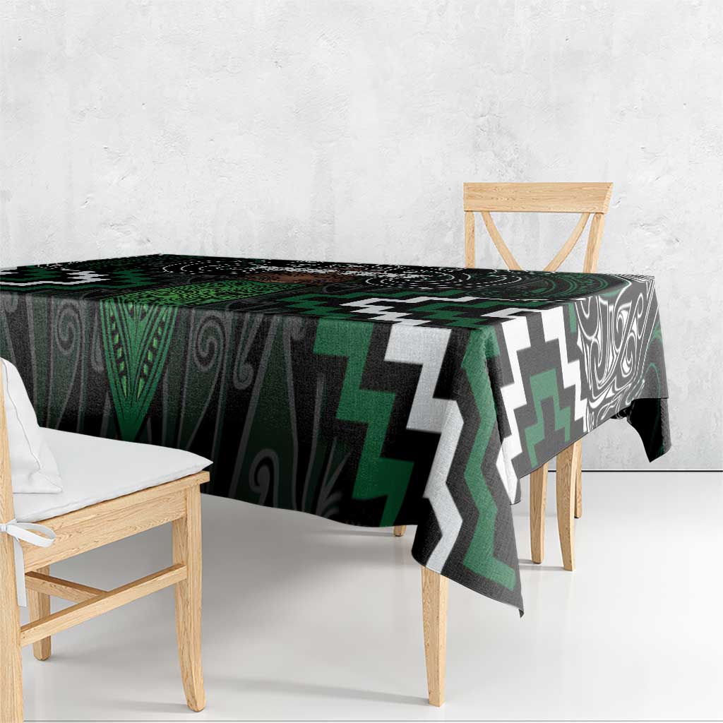 Maori Taiaha Pounamu Whakairo Personalized Tablecloth Jade Poutama Motifs LT7 - Polynesian Pride