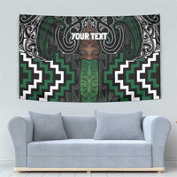 Maori Taiaha Pounamu Whakairo Personalized Tapestry Jade Poutama Motifs