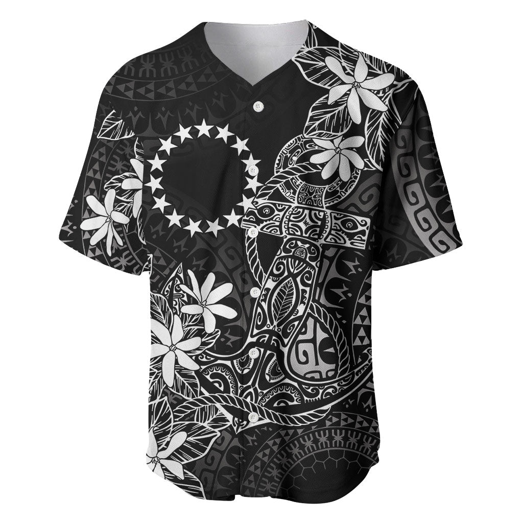 Black Kuki Airani Tapakau Baseball Jersey Tribal Anchor Mix Tiare LT7 Black - Polynesian Pride
